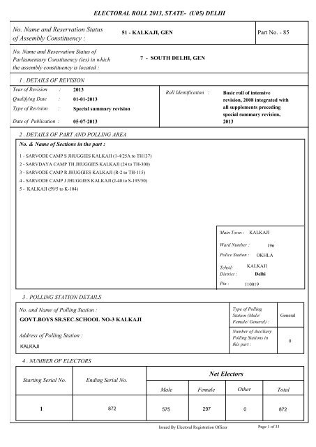 kalkaji - Home: Chief Electoral Officer, Delhi