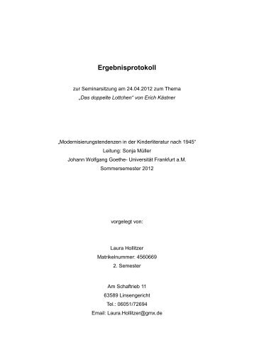 Protokoll Das doppelte Lottchen - deutschseminar-frankfurt.de