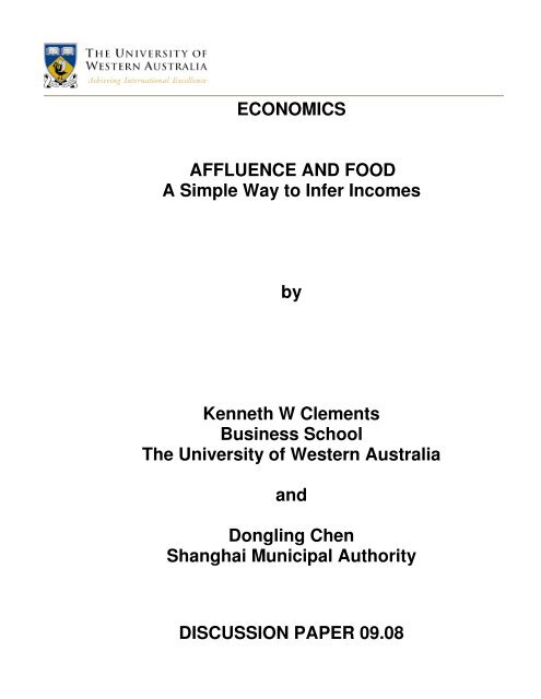 Affluence and Food: A Simple Way to Infer Incomes - The University ...