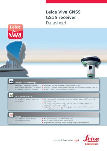Leica Viva GNSS GS15 receiver Datasheet - Northern Survey Supply