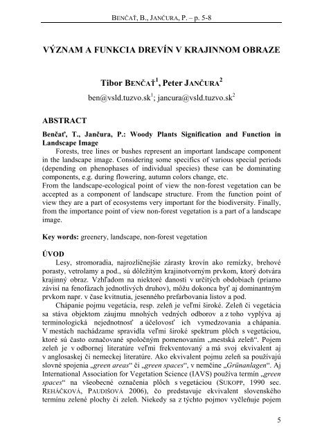 str. 5 VÃ½znam a funkcia drevÃ­n v krajinnom obraze