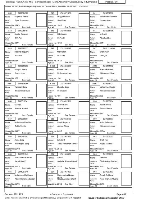 Electoral Roll - 2013 - Office of the Chief Electoral Officer