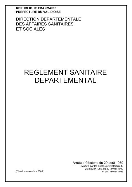 Le rÃ©glement sanitaire dÃ©partemental du 95 - ARS Ile-de-France