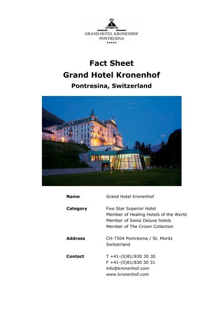 Press Kit Grand Hotel Kronenhof