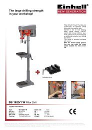 SB 1625/1 W Pillar Drill The large drilling strength in your workshop!