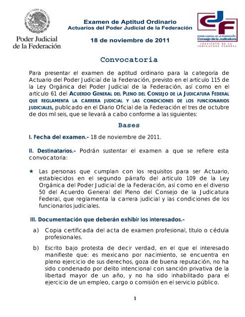 Convocatoria - Instituto de la Judicatura Federal - Consejo de la ...