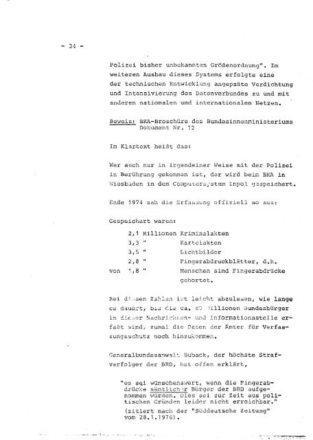 Anklageschrift and die IUK wegen des Todes von Ulrike Meinhof