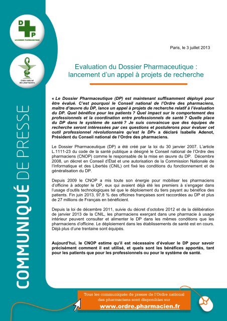 CP-Evaluation du DP-lancement d'un appel Ã  projets de recherche