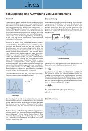 Fokussierung und Aufweitung von Laserstrahlung, Linos