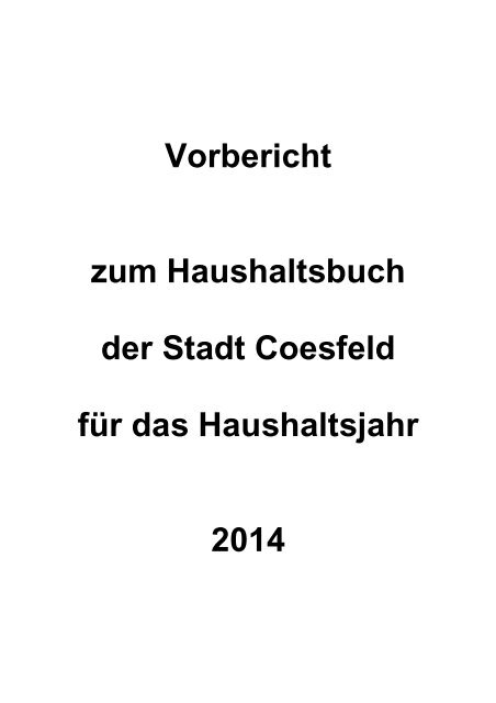 Vorbericht zum Haushaltsbuch der Stadt Coesfeld für das ...