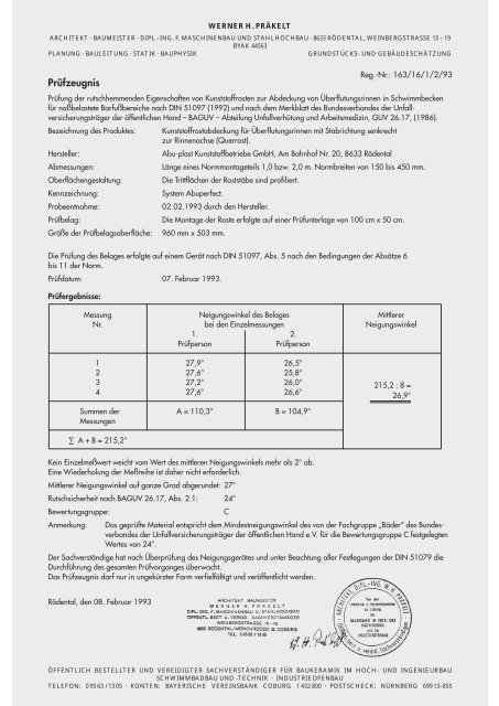 Schwimm- badroste - Abu-plast Kunststoffbetriebe GmbH