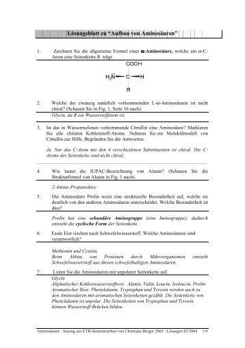 Lösungsblatt zu “Aufbau von Aminosäuren” - Index of