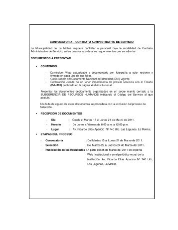 CONVOCATORIA â CONTRATO ADMINISTRATIVO DE SERVICIO ...