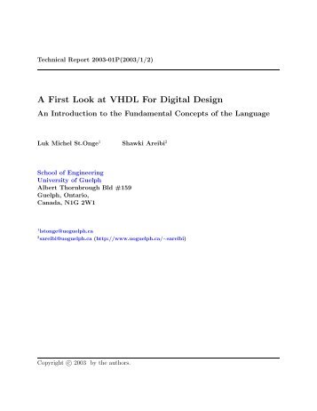 A Simple Tutorial on VHDL (PDF) by S. Areibi. - University of Guelph