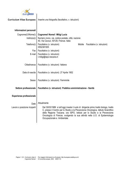 Miligi Lucia - Centro per lo Studio e la Prevenzione Oncologica ...