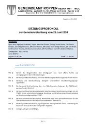 gemeindeamt roppen bezirk imst - tirol sitzungsprotokoll