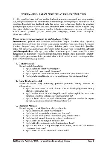 Self-Evaluasi dalam Penyusunan Proposal Peneli - S1 Ilmu ...