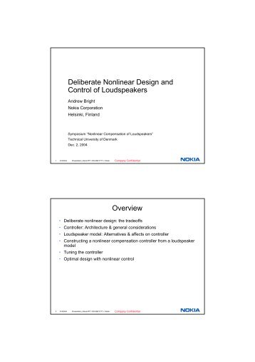 Deliberate Nonlinear Design and Control of Loudspeakers Overview