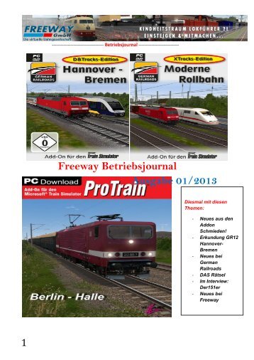 Freeway Betriebsjournal Ausgabe 01/2013 - Freeway GmbH