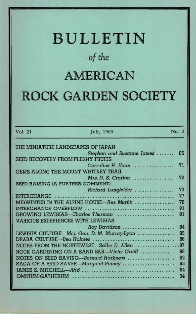 Bulletin - July 1963 - North American Rock Garden Society