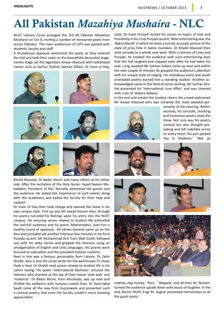 NUSTNEWS October-2013 - National University of Sciences and ...