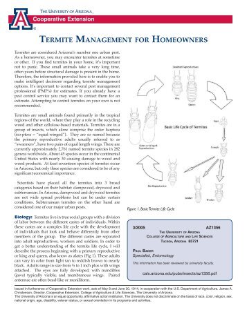 termite management for homeowners - University of Arizona