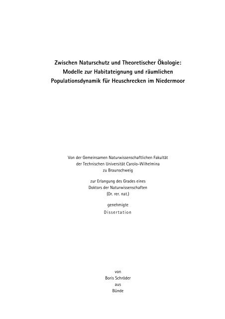 Zwischen Naturschutz und Theoretischer Ökologie: Modelle zur ...