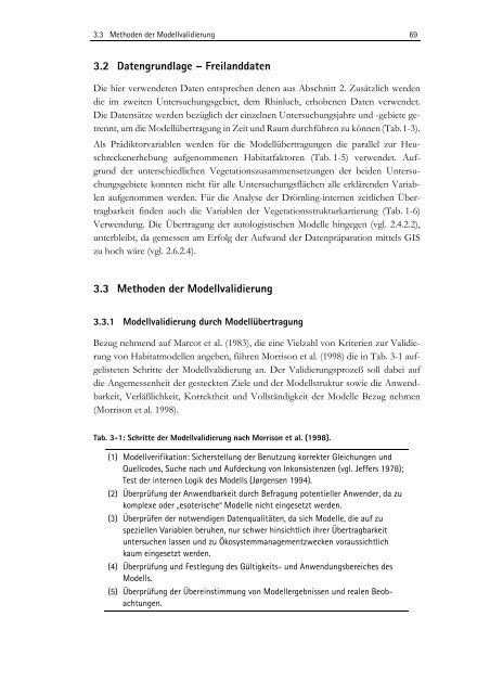 Zwischen Naturschutz und Theoretischer Ökologie: Modelle zur ...