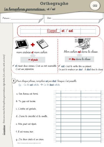 homophones et ou est - classeurdecole