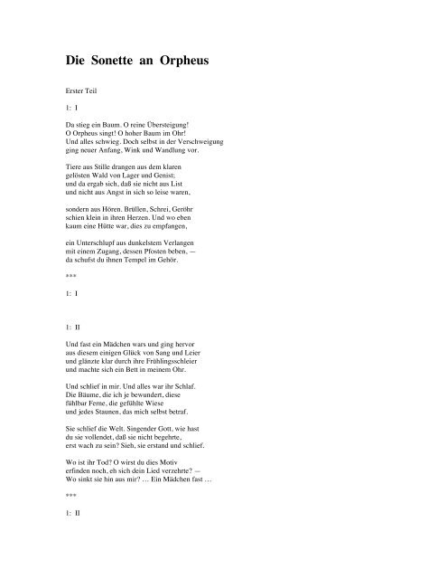 Die Sonette An Orpheus