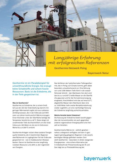 Referenzanlage Geothermie Heizwerk Poing E On Bayern