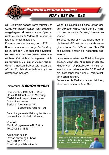 Stadion Report Druck Ausgabe 4 Homepage - SC Frasdorf
