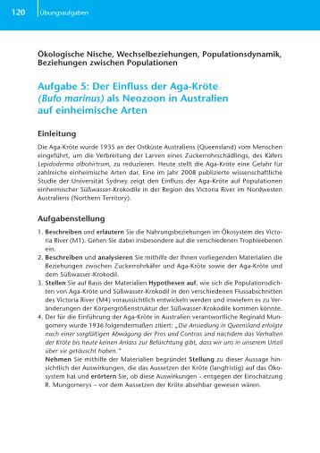 Aufgabe 5: Der Einfluss der Aga-Kröte (Bufo marinus) als Neozoon ...