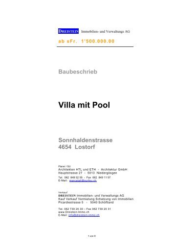 Villa mit Pool - Dreistein AG Immobilien Gutachten Schlichtung