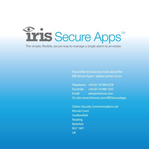 IRIS Secure Apps™ Brochure - Chiron Security Communications