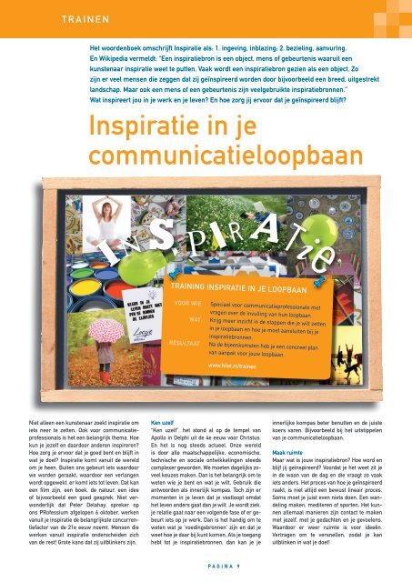 inspiratie in je communicatie- loopbaan - Van der Hilst Communicatie