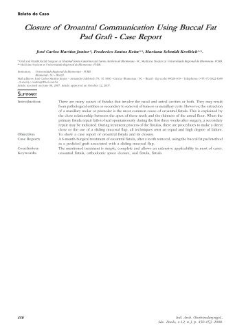Closure of Oroantral Communication Using Buccal Fat Pad Graft ...
