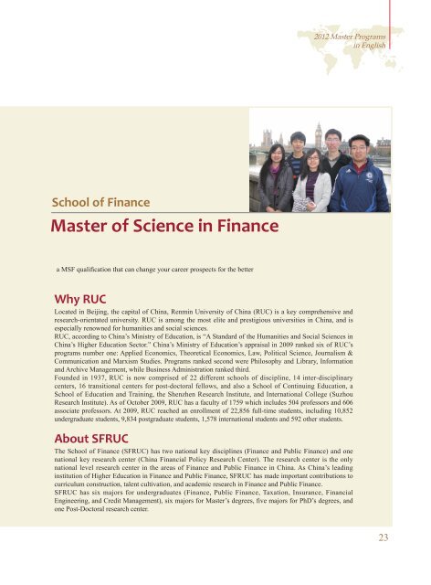 Master of Science in Finance