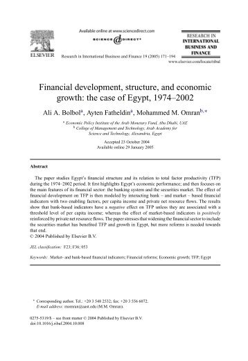 Financial development, structure, and economic ... - ResearchGate