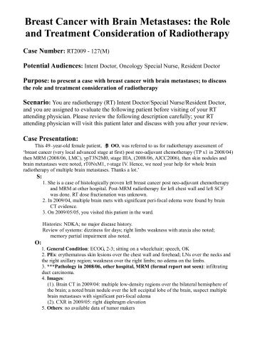 the Role and Treatment Consideration of Radiotherapy