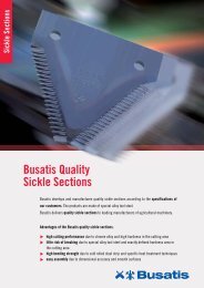 Technical features of Busatis quality sickle sections