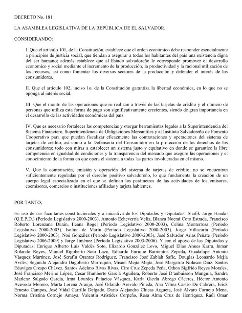 DECRETO No - Superintendencia del Sistema Financiero