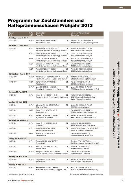 CHbraunvieh 03-2013 [8.52 MB] - Schweizer Braunviehzuchtverband