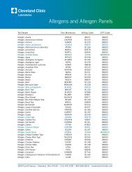 Allergens and Allergen Panels - Cleveland Clinic Laboratories