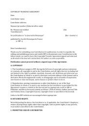 COPYRIGHT TRANSFER AGREEMENT Date: Contributor name ...