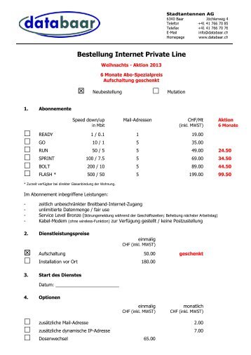 Bestellung - Stadtantenne AG Baar