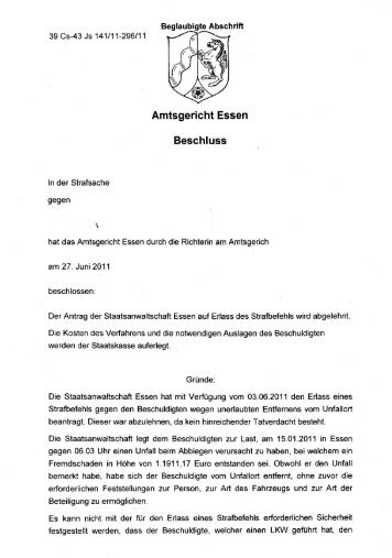 recht klaren Worte der Amtsrichterin