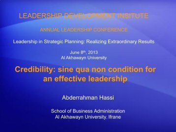 Credibility: sine qua non condition for effective Leadership