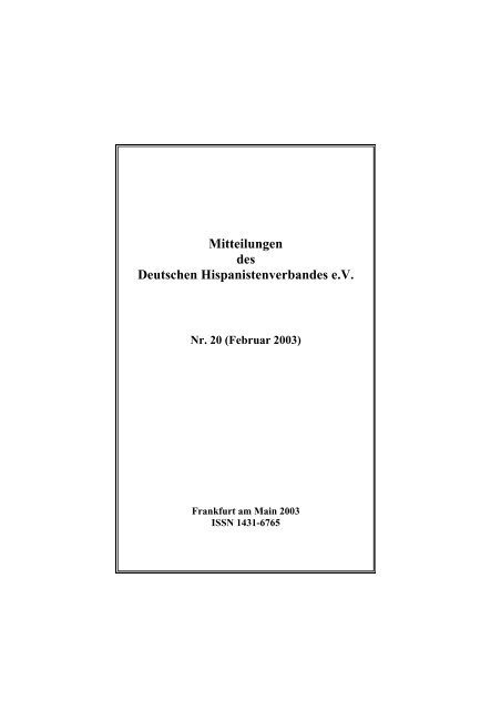 Nr. 20 (Februar 2003) - Deutscher Hispanistenverband