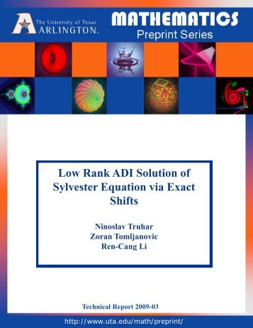 Low Rank ADI Solution of Sylvester Equation via Exact Shifts